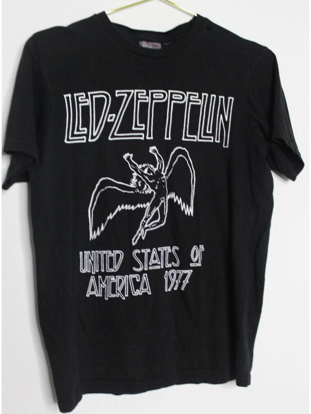 Led Zeppelin USA of 1977 Black White Tshirt - Small